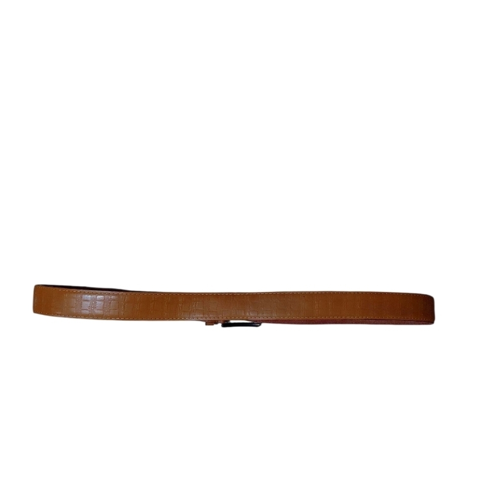 Authentic Giorgio Armani Caramel Brown Croc Embossed Belt Women's Size 45 3xl — image 3 of 8